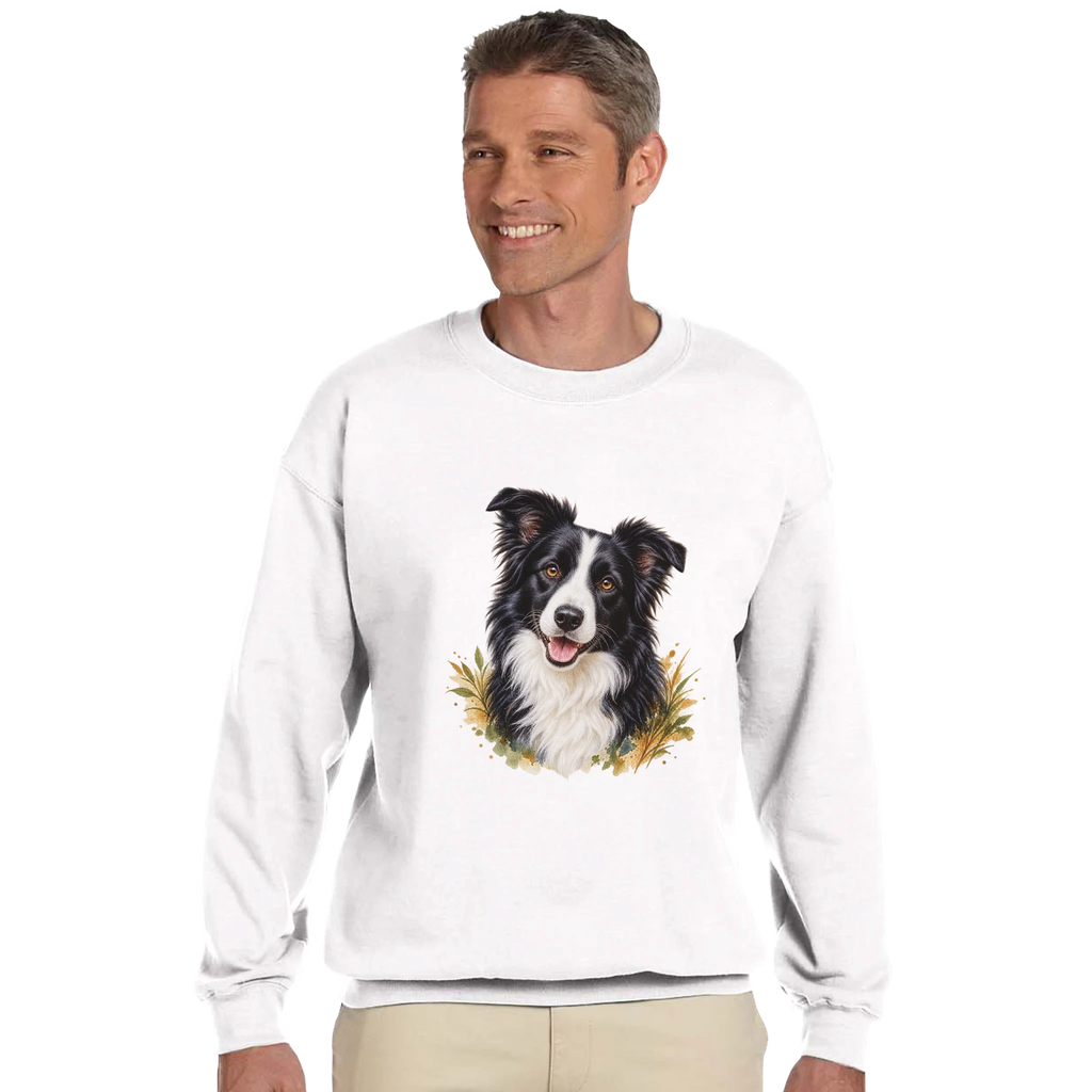 Weißes Tierportrait-Sweatshirt getragen – Passform an einer Frau