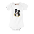 Weißer Bio-Babybody mit Tierportrait vorne – KI-Motivbeispiel