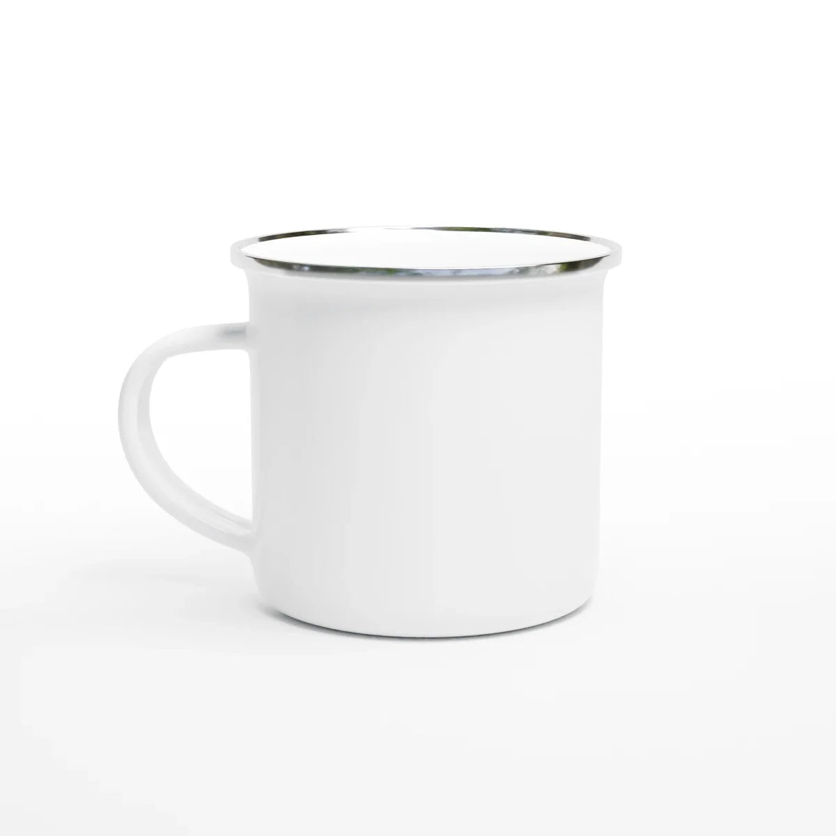 Weiße ArtYouly Emaille-Tasse (12oz) – neutrale Checkout-Vorschau