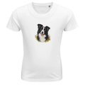 Weißes Bio-Kinder-T-Shirt mit Tierportrait auf der Vorderseite – KI-Motivbeispiel