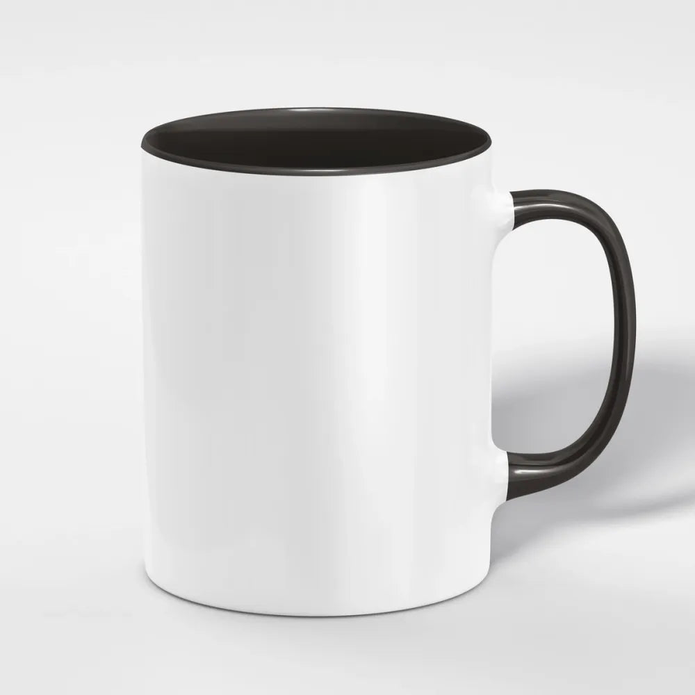 Weisse Keramiktasse 11oz mit schwarzer Innenseite