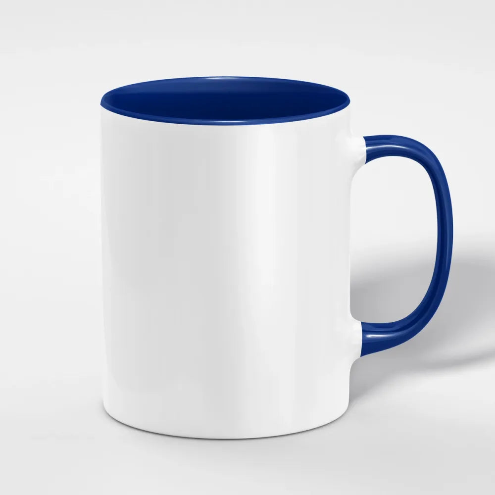 Weisse Keramiktasse 11oz mit blauer Innenseite