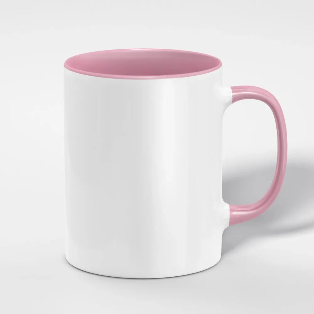 Weisse Keramiktasse 11oz mit rosa Innenseite