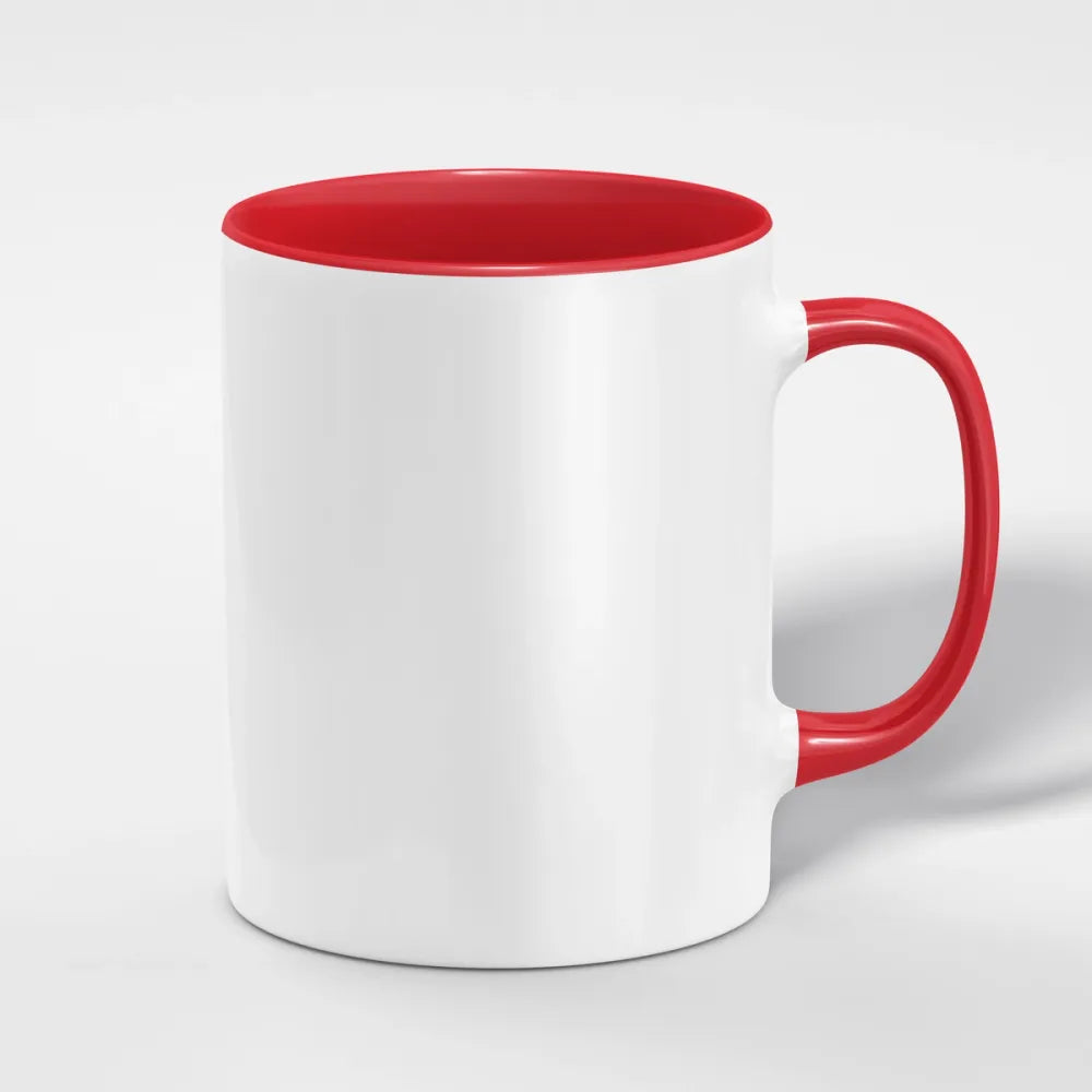 Weisse Keramiktasse 11oz mit roter Innenseite