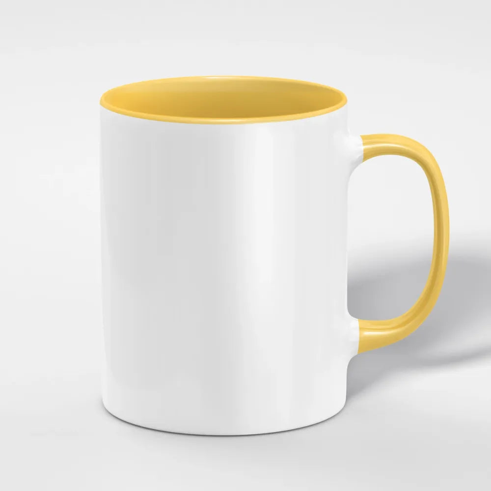Weisse Keramiktasse 11oz mit gelber Innenseite