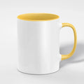 Weisse Keramiktasse 11oz mit gelber Innenseite