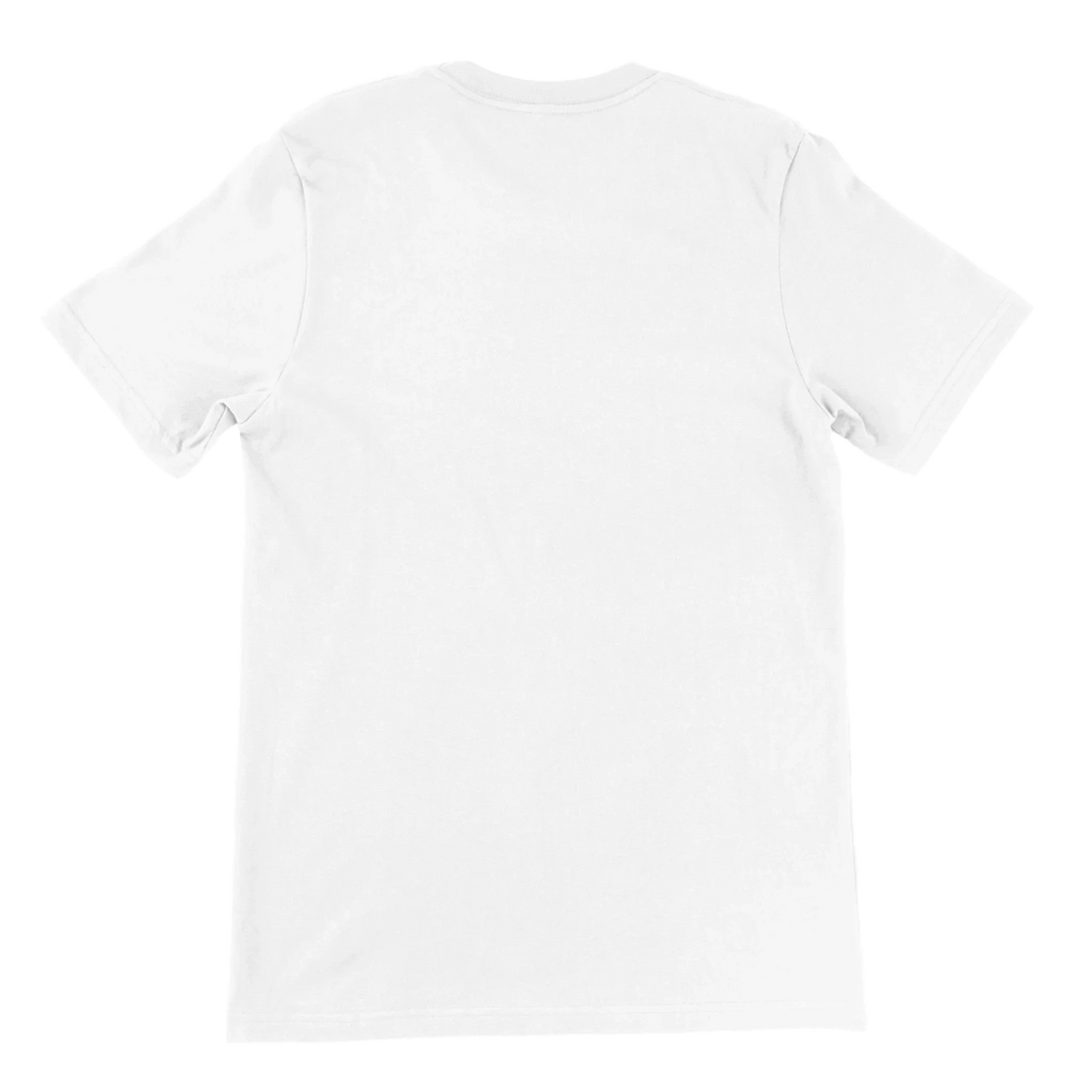 Unbedruckte Rückseite des weißen Premium-T-Shirts