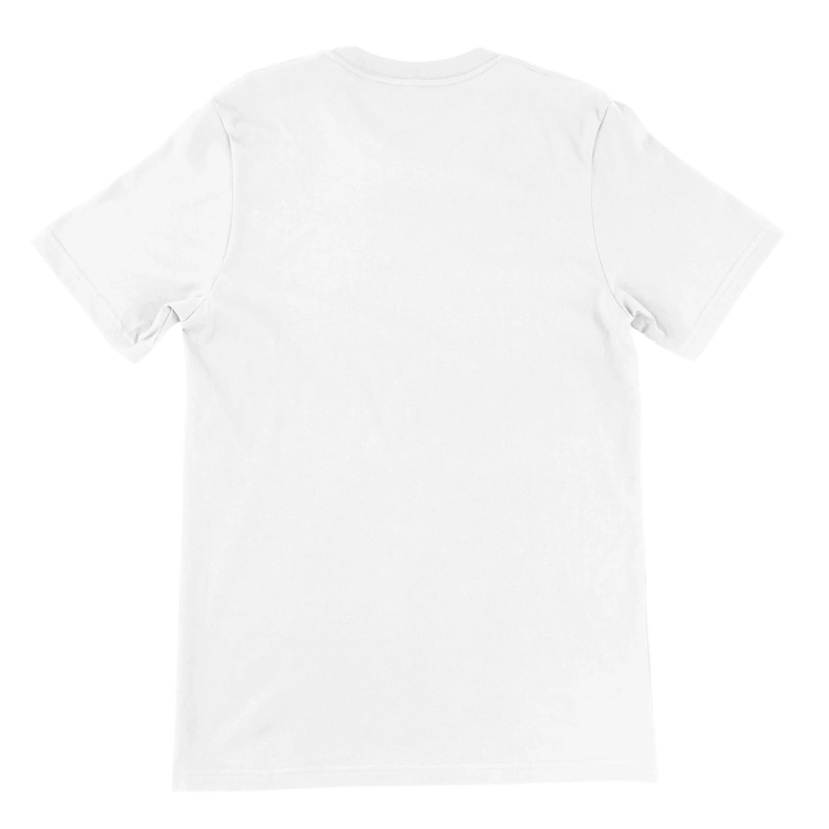 Unbedruckte Rückseite des weißen Premium-T-Shirts