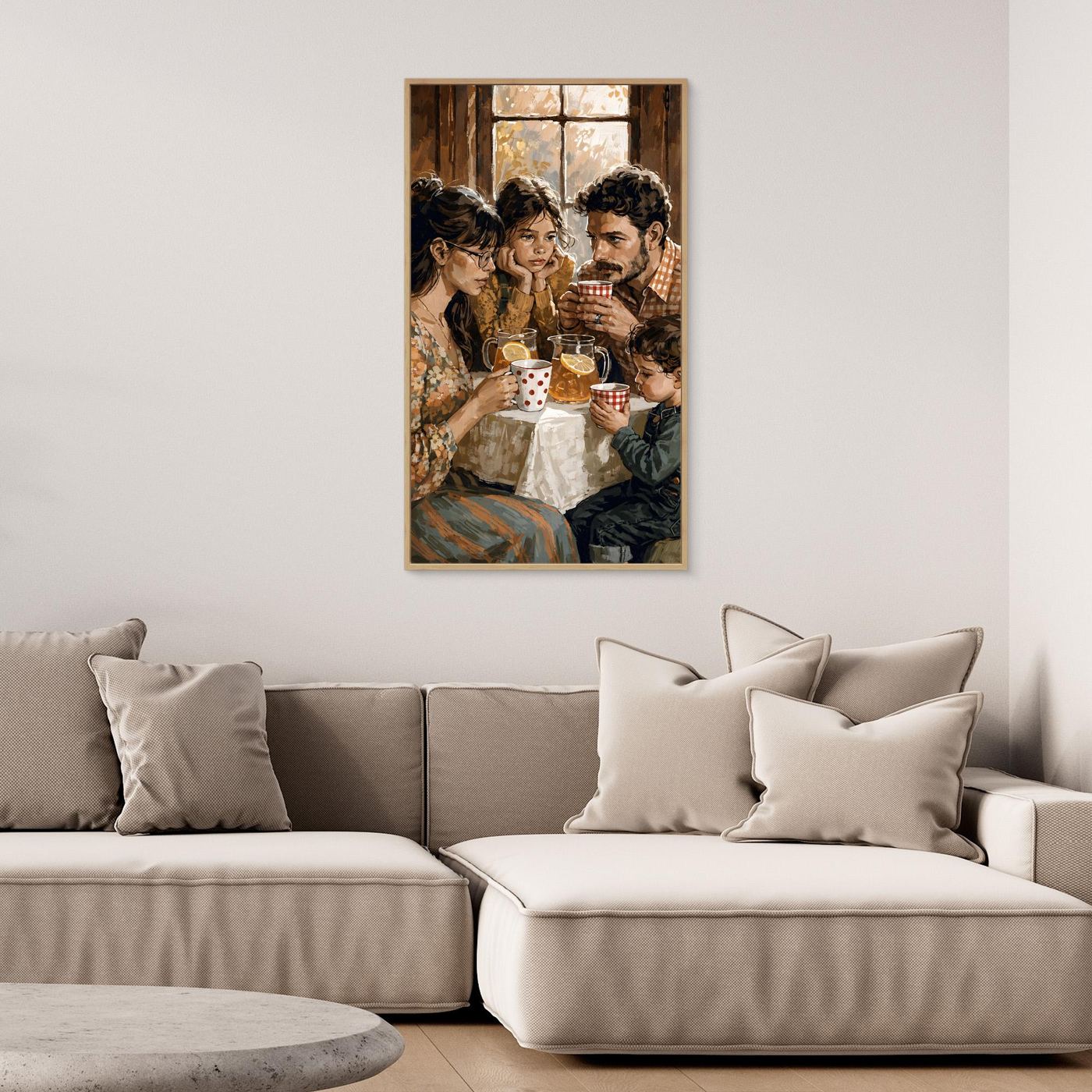 Zeit füreinander – Warmes Familienbild auf Leinwand für Wohnzimmer und Esszimmer | SOUL 03