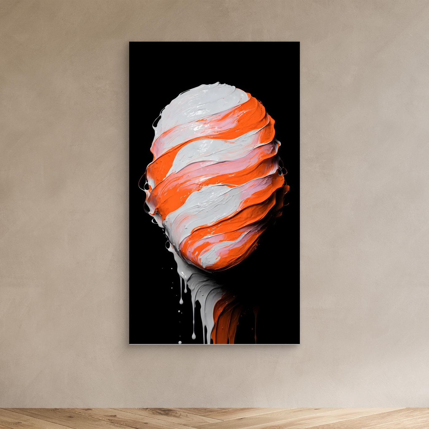 Klarheit ohne Worte – Minimalistisches XXL Leinwandbild in Orange und Weiß | FOCUS No. 03