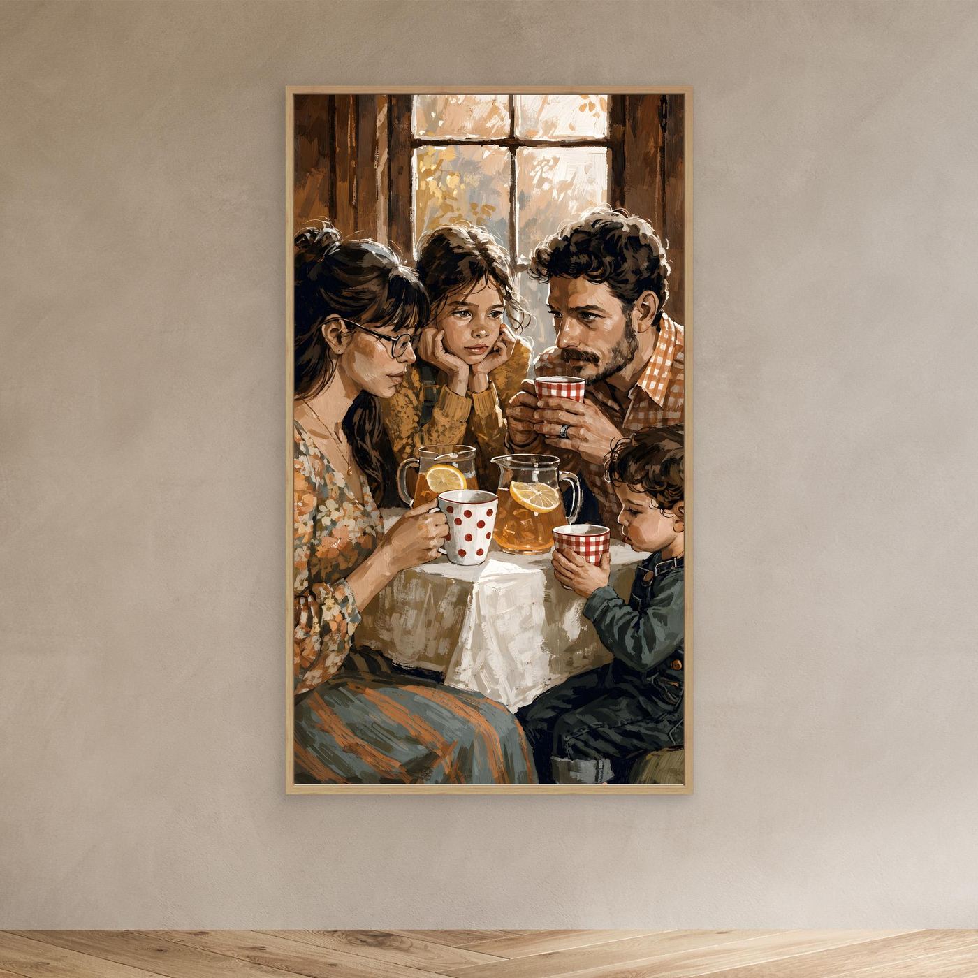 Zeit füreinander – Warmes Familienbild auf Leinwand für Wohnzimmer und Esszimmer | SOUL 03