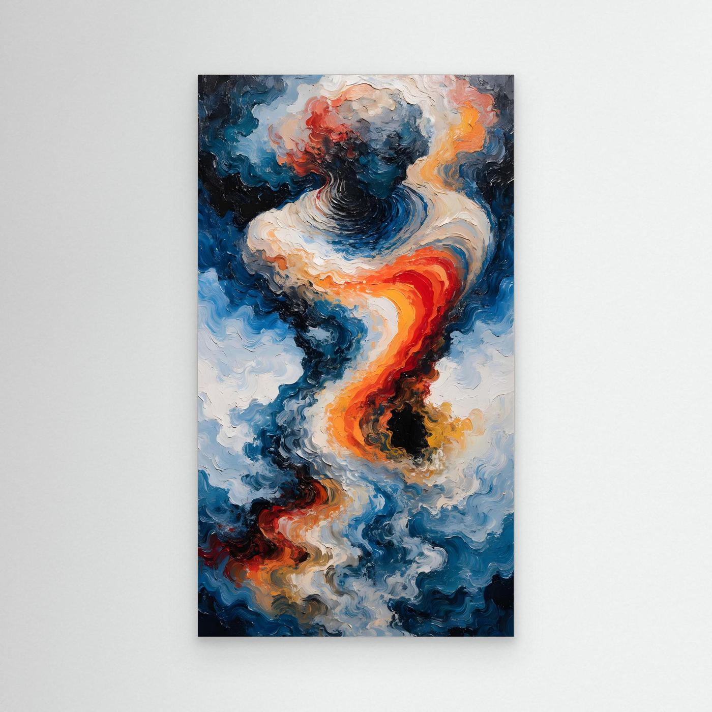 Zwischen Feuer und Meer – zwei wirbelnde Energieformen in dynamischer Balance als XXL Leinwandbild | WILD No. 05