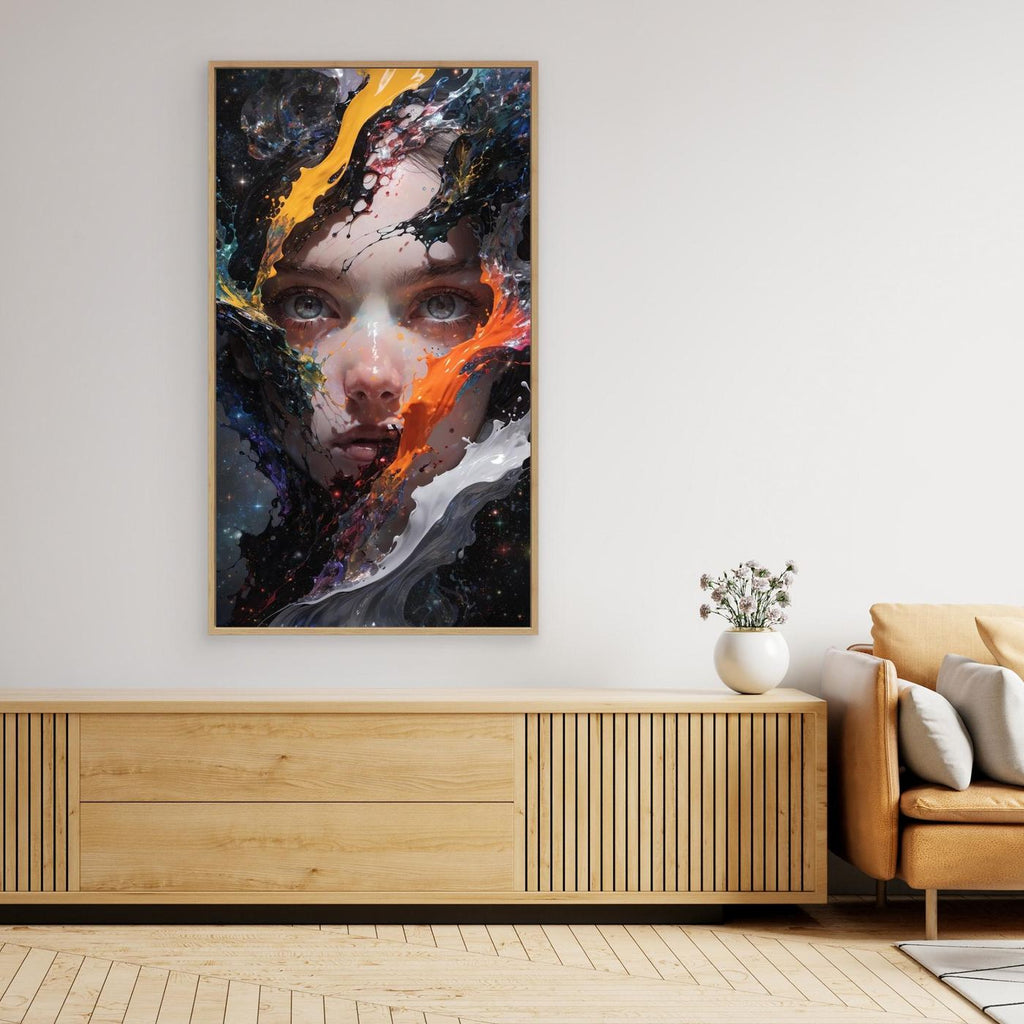 Abstrakte Frau Gesicht Malerei Leinwand, Moderne Porträt Wand Kunst, Expressionist Leinwand Dekor, Gewagte Farben Kunstwerk, Zeitgenössische Dekoration 