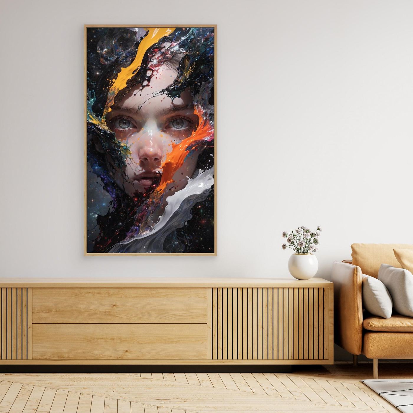 Abstrakte Frau Gesicht Malerei Leinwand, Moderne Porträt Wand Kunst, Expressionist Leinwand Dekor, Gewagte Farben Kunstwerk, Zeitgenössische Dekoration 