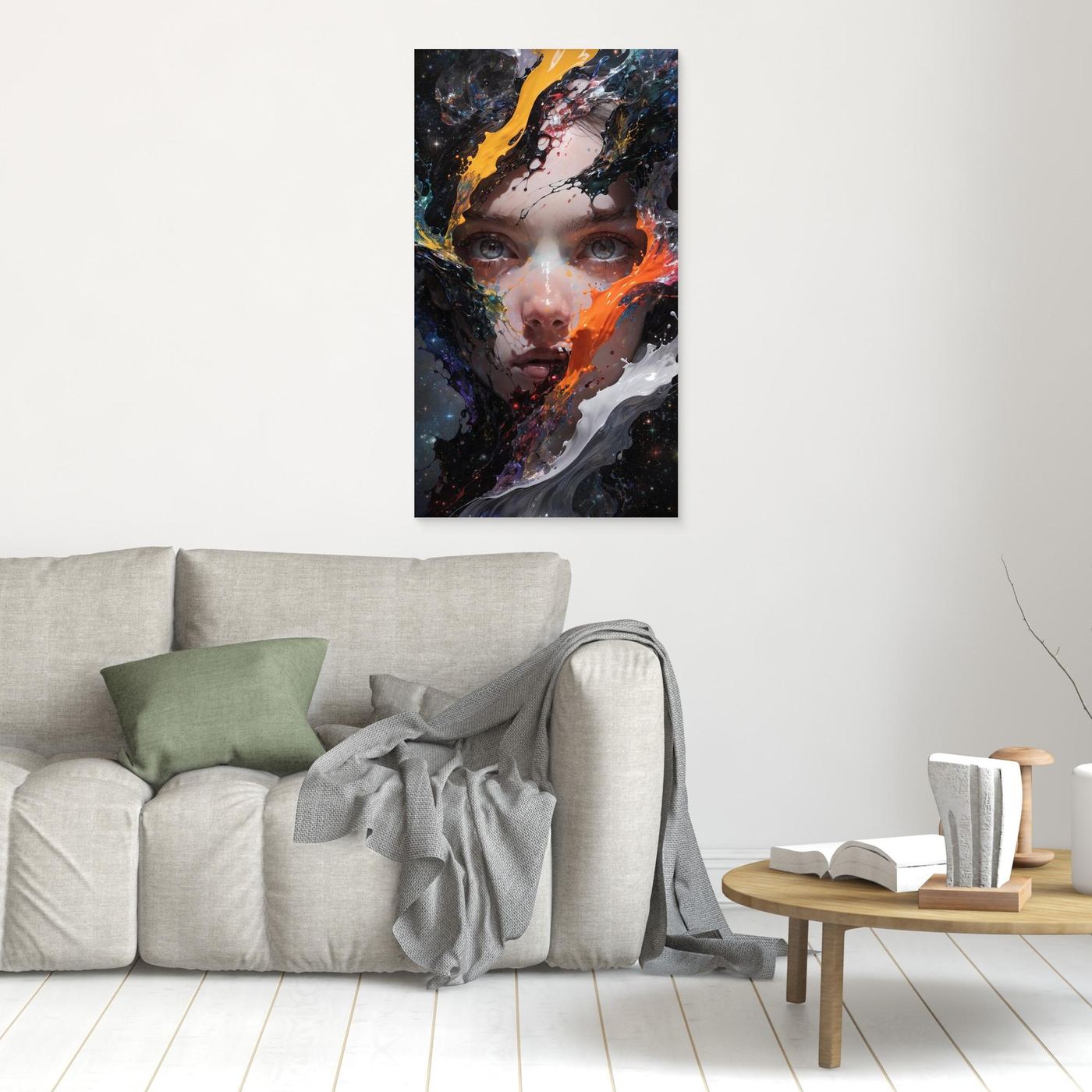 Abstrakte Frau Gesicht Malerei Leinwand, Moderne Porträt Wand Kunst, Expressionist Leinwand Dekor, Gewagte Farben Kunstwerk, Zeitgenössische Dekoration 
