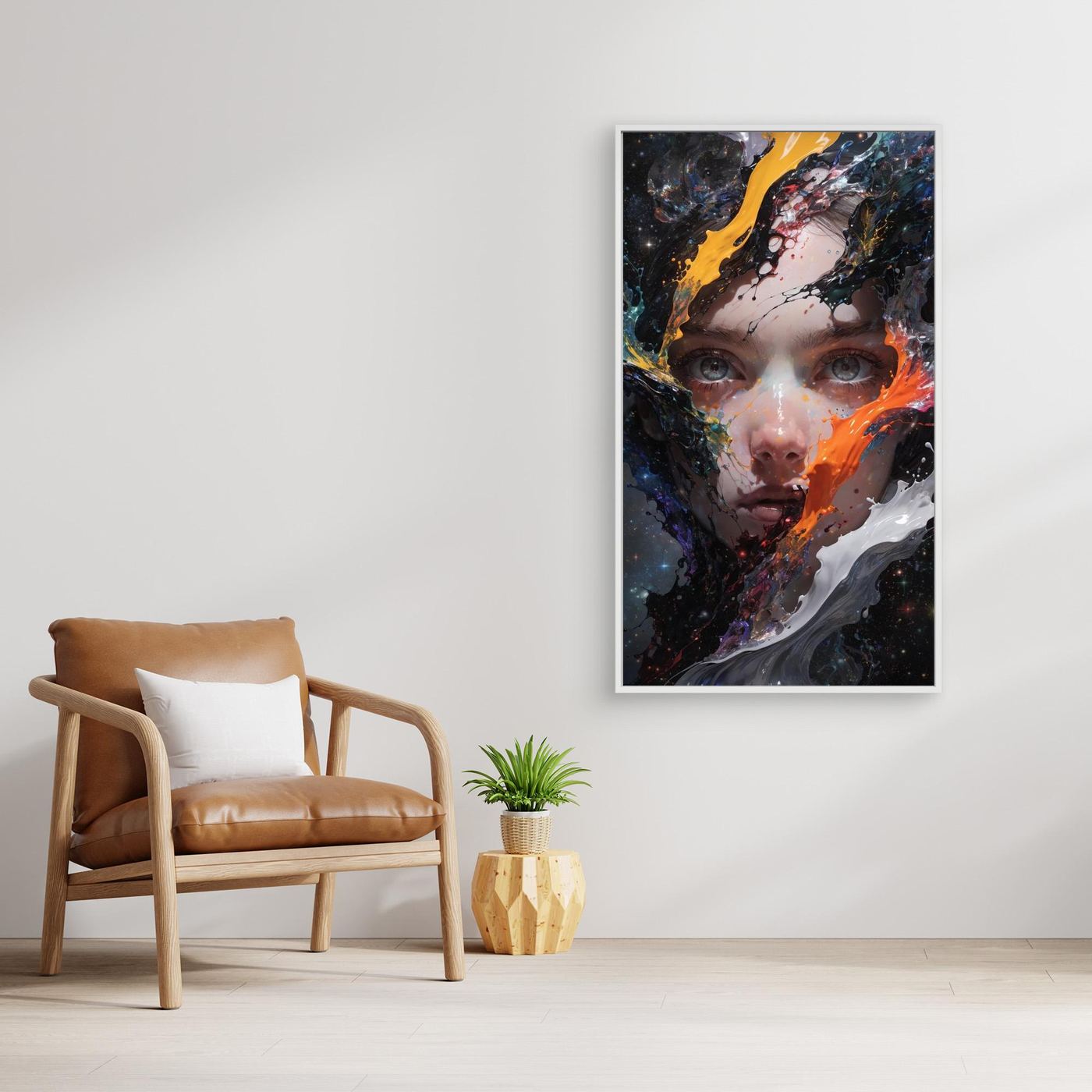 Abstrakte Frau Gesicht Malerei Leinwand, Moderne Porträt Wand Kunst, Expressionist Leinwand Dekor, Gewagte Farben Kunstwerk, Zeitgenössische Dekoration 