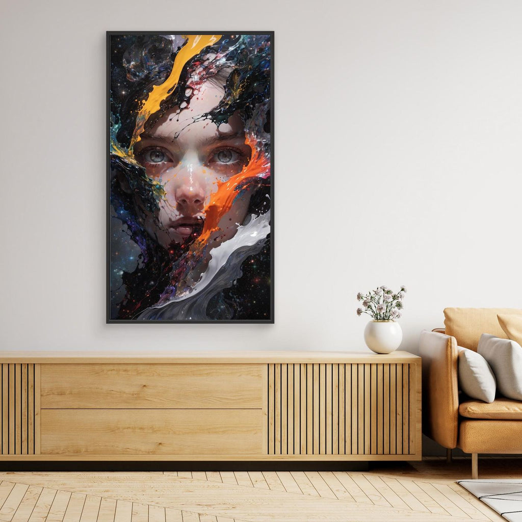 Abstrakte Frau Gesicht Malerei Leinwand, Moderne Porträt Wand Kunst, Expressionist Leinwand Dekor, Gewagte Farben Kunstwerk, Zeitgenössische Dekoration 