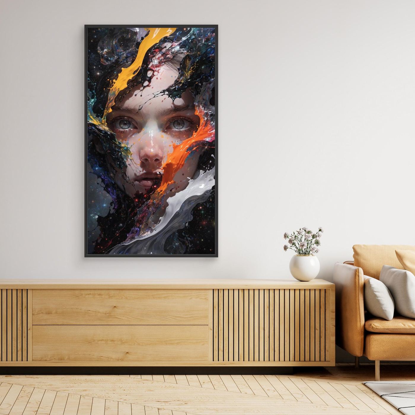 Abstrakte Frau Gesicht Malerei Leinwand, Moderne Porträt Wand Kunst, Expressionist Leinwand Dekor, Gewagte Farben Kunstwerk, Zeitgenössische Dekoration 