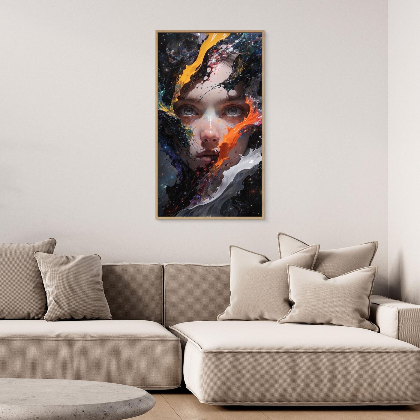 Abstrakte Frau Gesicht Malerei Leinwand, Moderne Porträt Wand Kunst, Expressionist Leinwand Dekor, Gewagte Farben Kunstwerk, Zeitgenössische Dekoration 