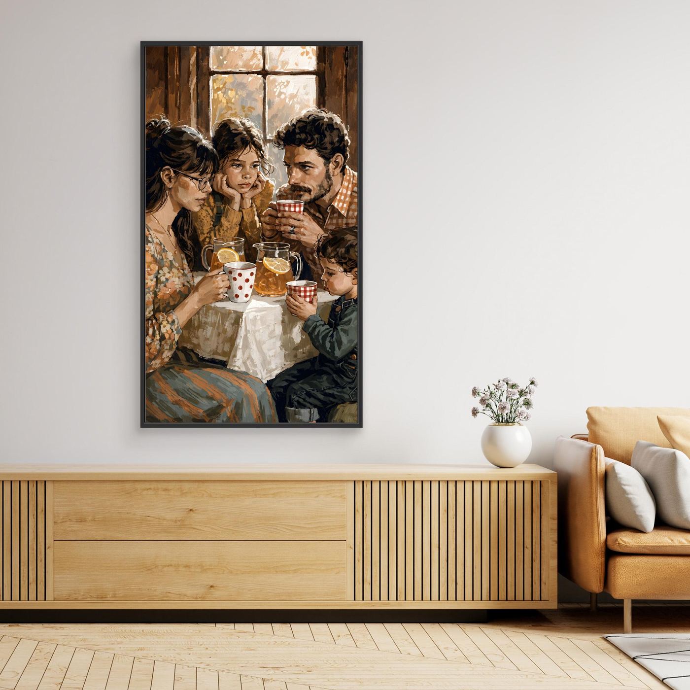 Zeit füreinander – Warmes Familienbild auf Leinwand für Wohnzimmer und Esszimmer | SOUL 03